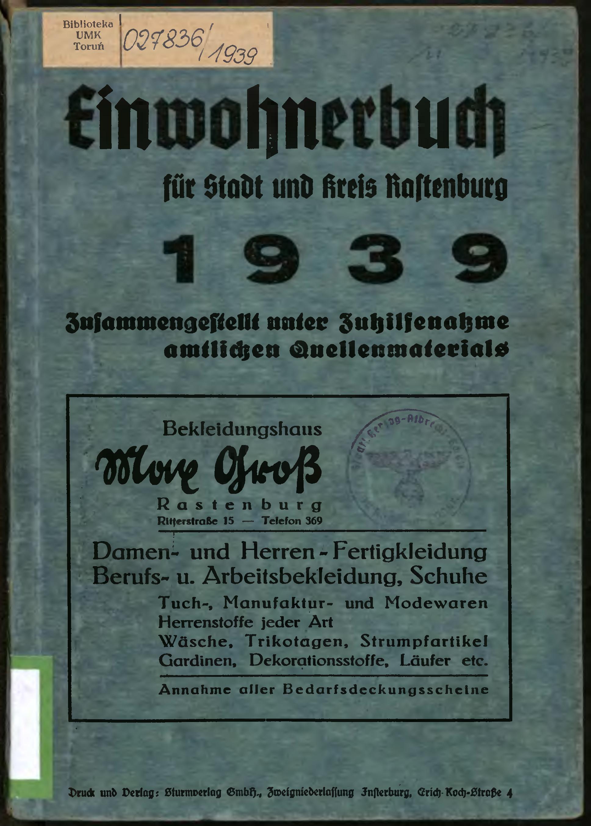 Rastenburg Einwohnerbuch 1939 Titelblatt.jpg